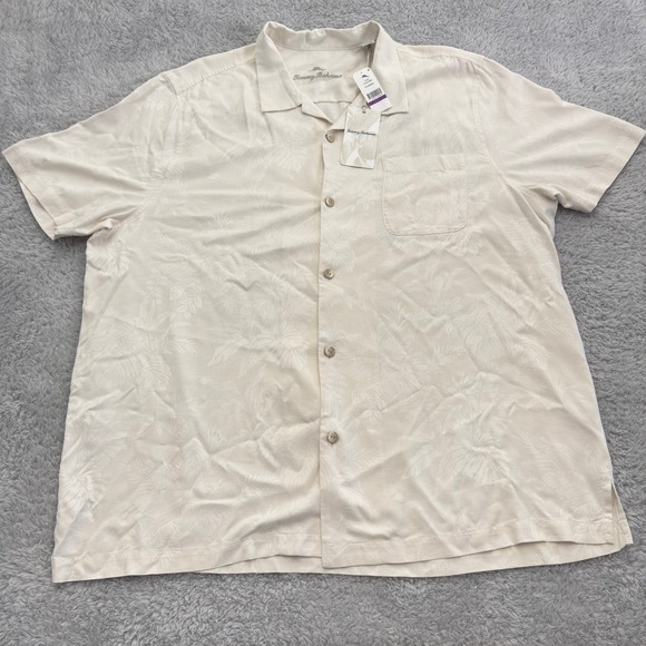 Tommy Bahama Mens St Lucia Fronds Jacquard Shirt Cream T319039 XXL NEW - Picture 2 of 9